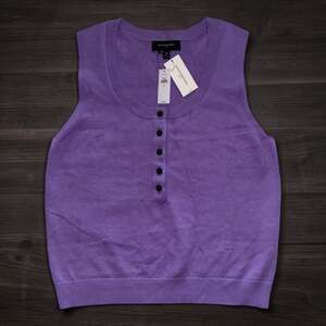 Banana Republic Purple Cotton-Blend Henley Sweater Vest Sz M